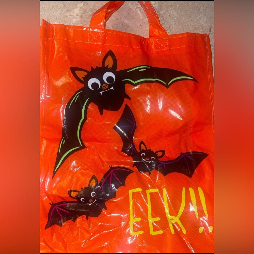 Orange Halloween Tote Bag with Bats